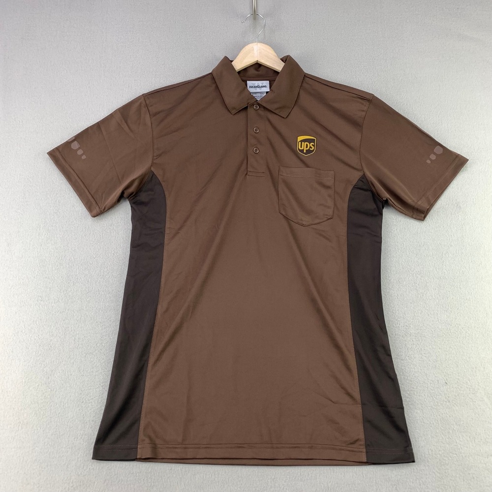 UPS Employee Polo Shirt Mens Small Brown Work Uniform Short Sleeve WearGuard